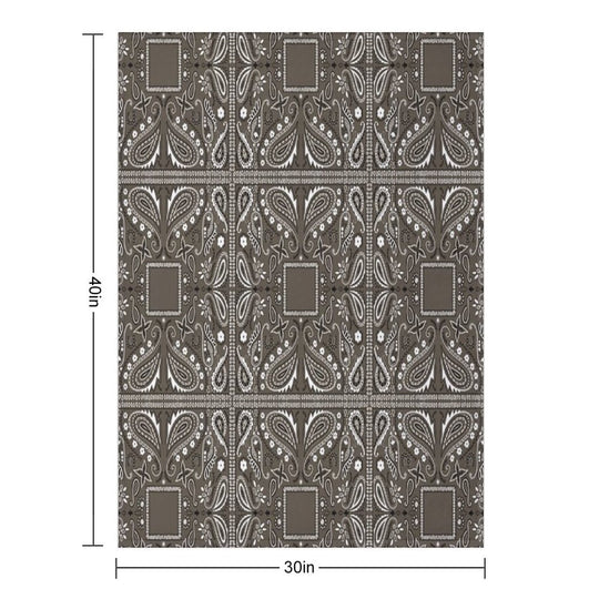 Gray Paisley Bandana Pattern Sustainable Throw Blanket