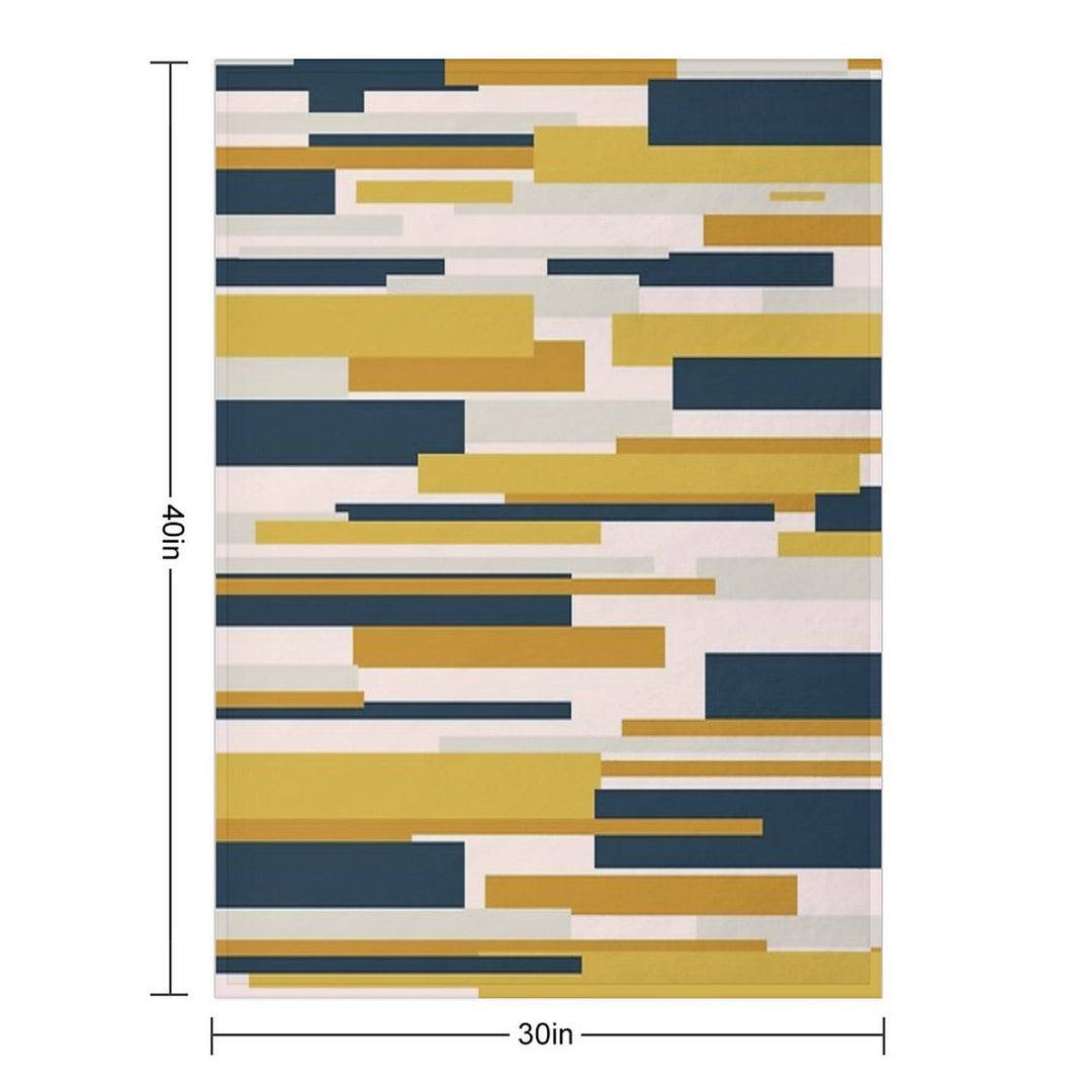 Wright Midcentury Modern Geometric Abstract Pattern in Mustard Yellow, Navy Blue, And Pale Blush Anti-pilling Throw Blanket