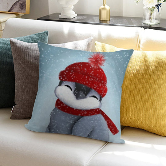 Baby Penguin Soft Reinforced Edging Throw Pillow