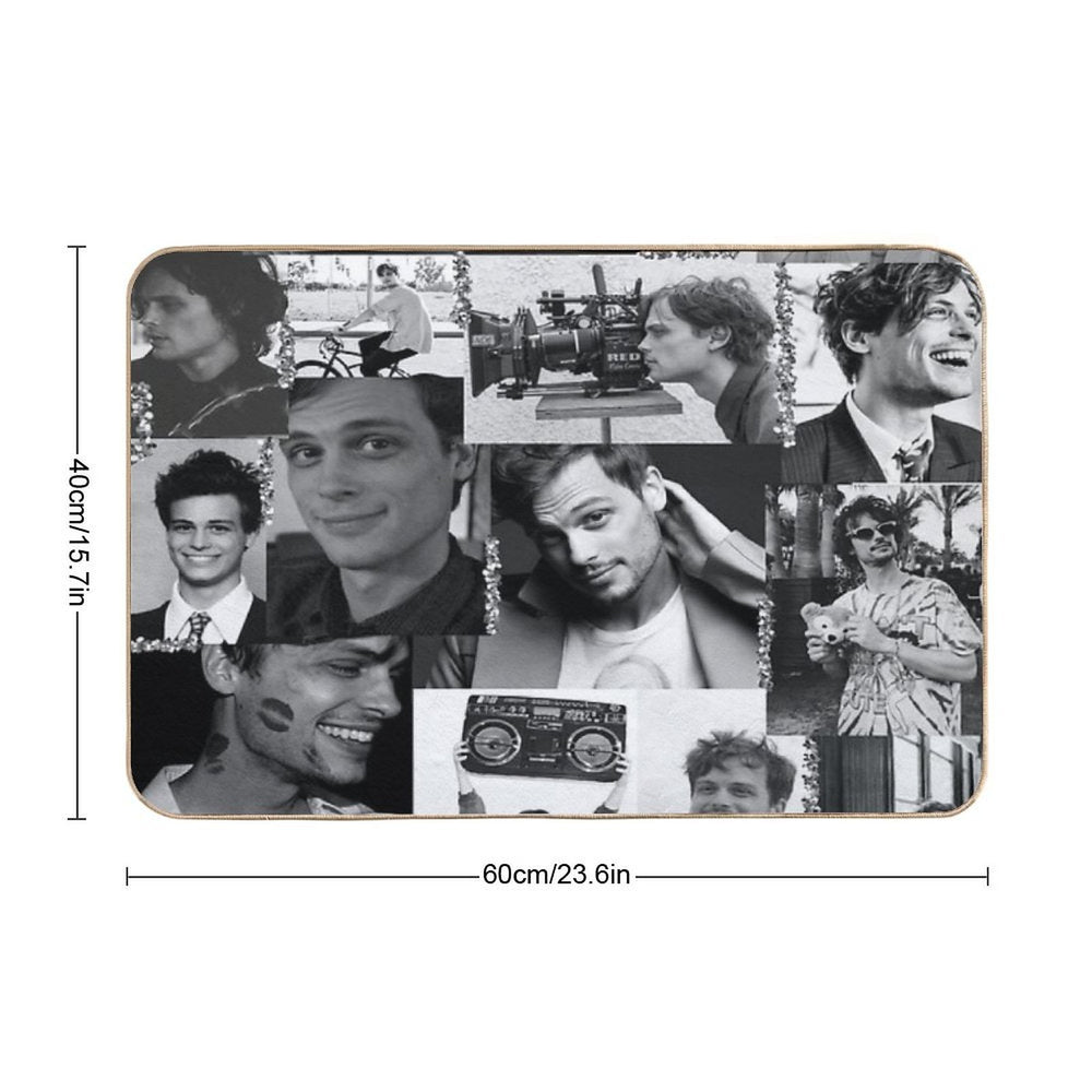 Matthew Gray Gubler Collage B&w  High-Traffic Bath Mat