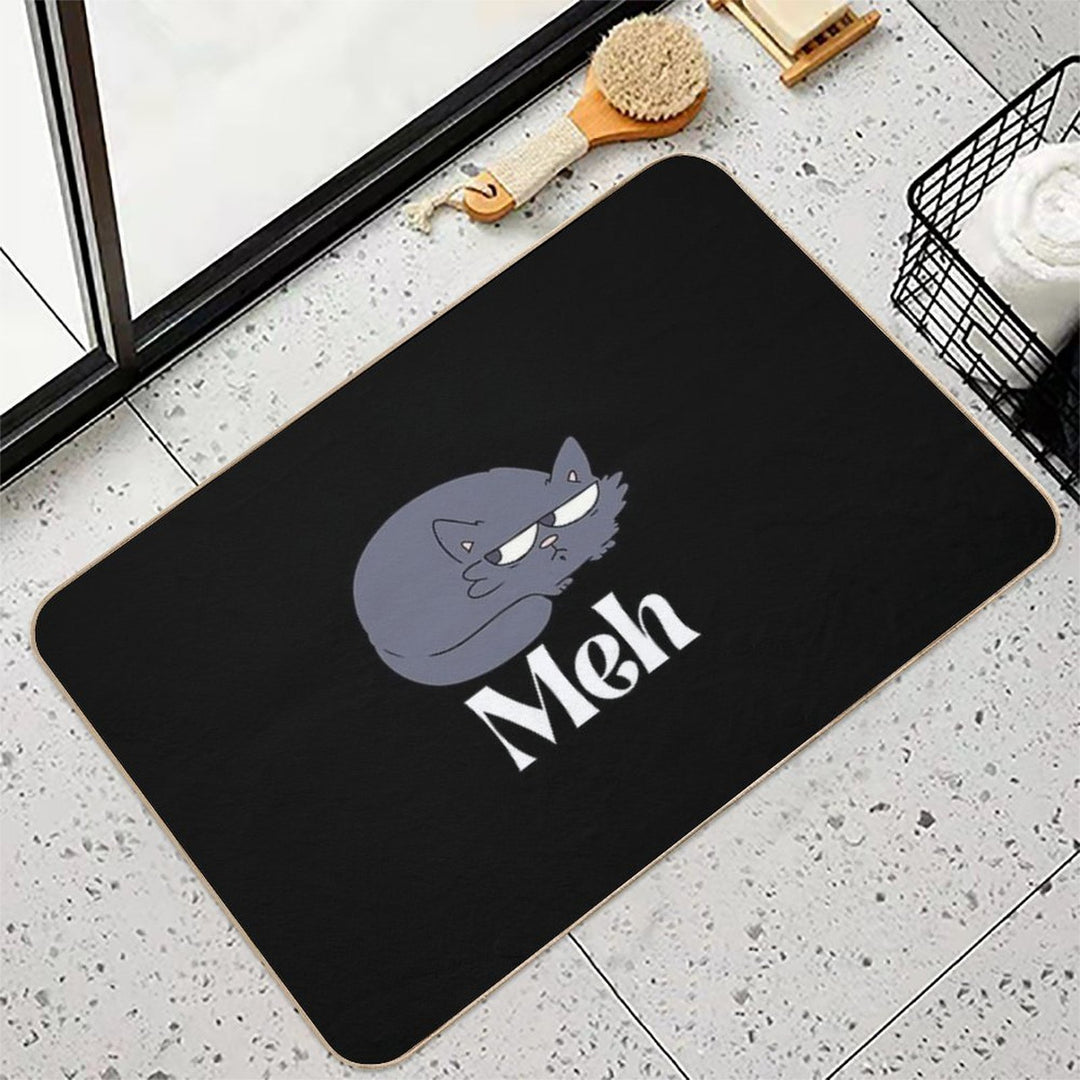 Funny Meh Cat  Easy Maintenance Bath Mat