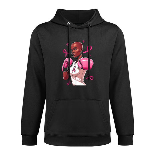 Breast Cancer Awareness African American Afro Pink Ribbon Medium-Weight Fabric Hoodie