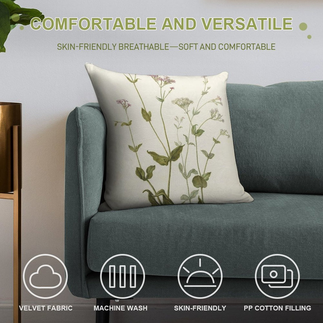 Vintage Botanical Print Soft Shrink-Resistant Throw Pillow