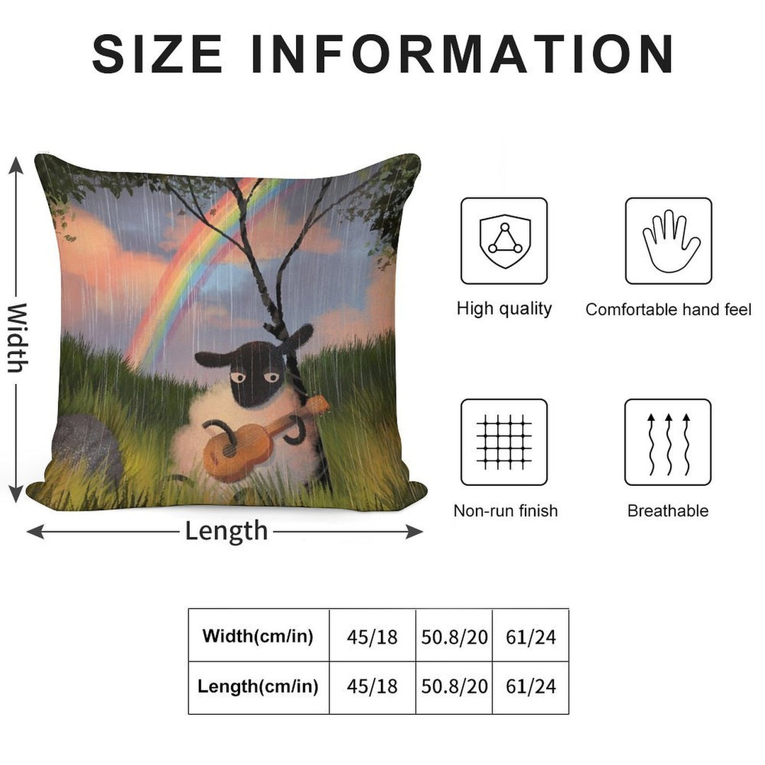 Sheep Playing Guitar Soft Easy Maintenance Throw Pillow