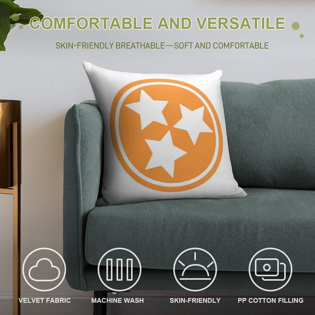 Orange Tristar Soft Short Plush Fabric Throw Pillow