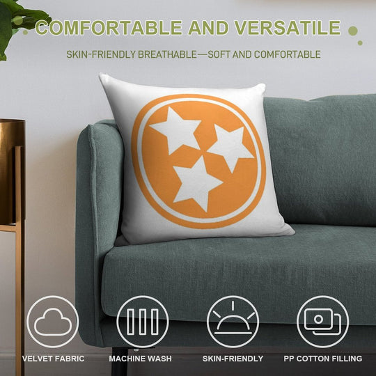 Orange Tristar Soft Short Plush Fabric Throw Pillow