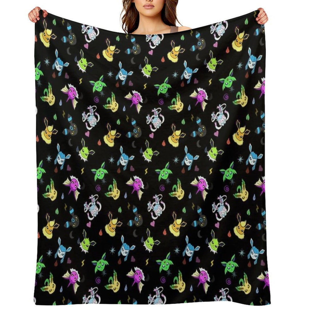 Shiny Eeveelution Type Pattern Velvety-soft Throw Blanket