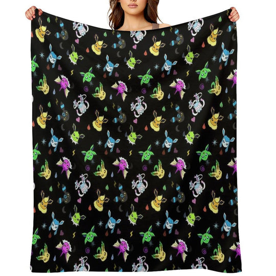 Shiny Eeveelution Type Pattern Velvety-soft Throw Blanket