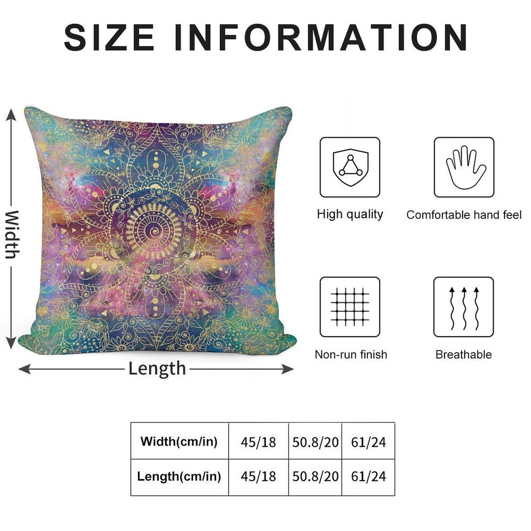 Gold Mandala Watercolor Colorful Nebula Soft Ultra-Soft Texture Throw Pillow