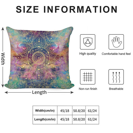 Gold Mandala Watercolor Colorful Nebula Soft Ultra-Soft Texture Throw Pillow