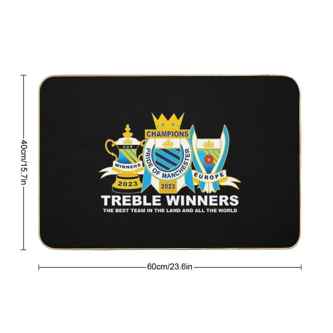 TREBLE Manchester City Trophies 2023 Champions Winners Europe England Cup Durable Bath Mat
