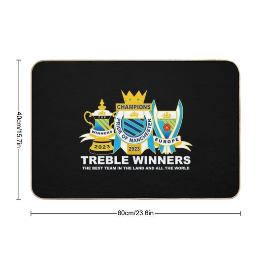 TREBLE Manchester City Trophies 2023 Champions Winners Europe England Cup Durable Bath Mat