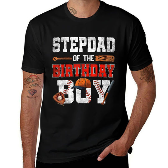 Stepdad Of The Birthday Boy Baseball Bday Family  Soft T-Shirt