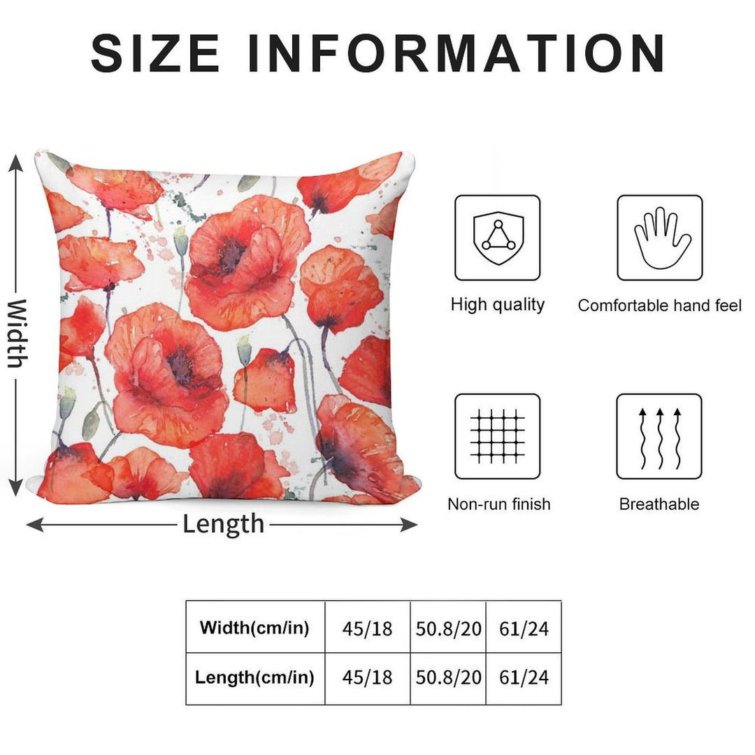 Wild Red Poppies Soft High-Density Material Throw Pillow