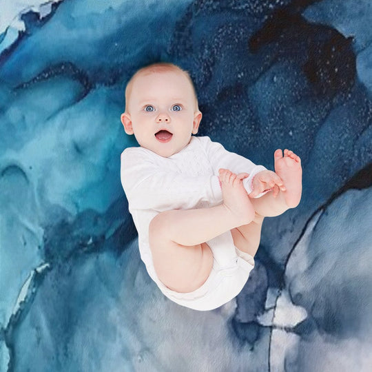 White Sand Blue Sea - Alcohol Ink Painting Premium Throw Blanket