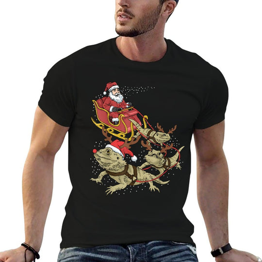 Bearded Dragon Christmas  Polyester Blend T-Shirt