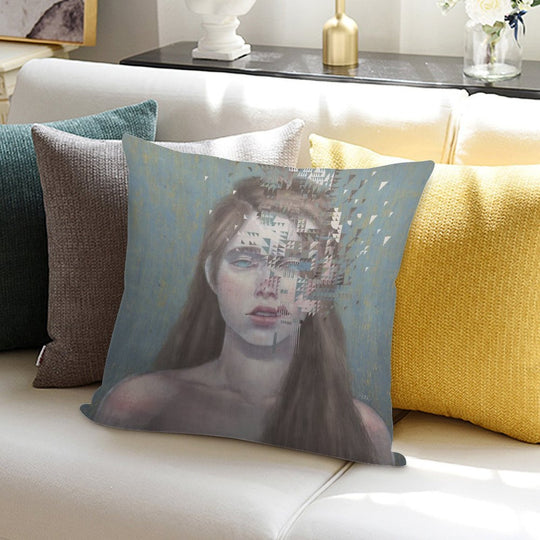 Glitch Soft Short Plush Fabric Throw Pillow