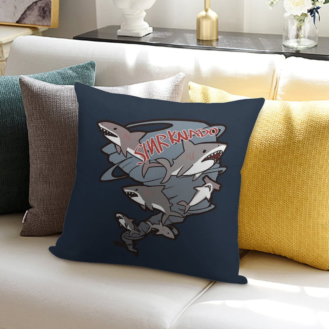 Cute Sharknado Soft Multiple Sizes Throw Pillow