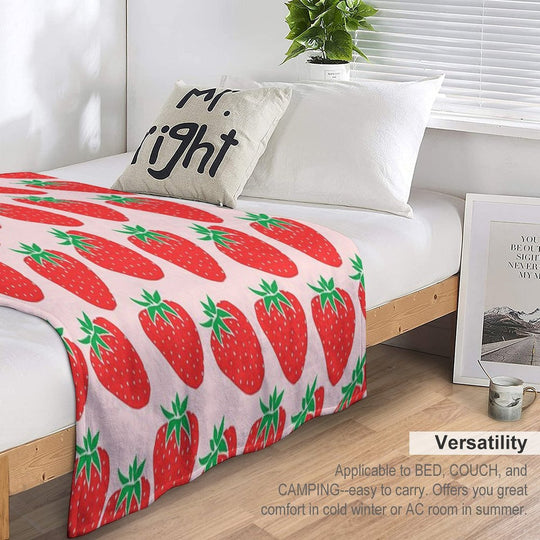 Cute Strawberry Velvety-soft Throw Blanket