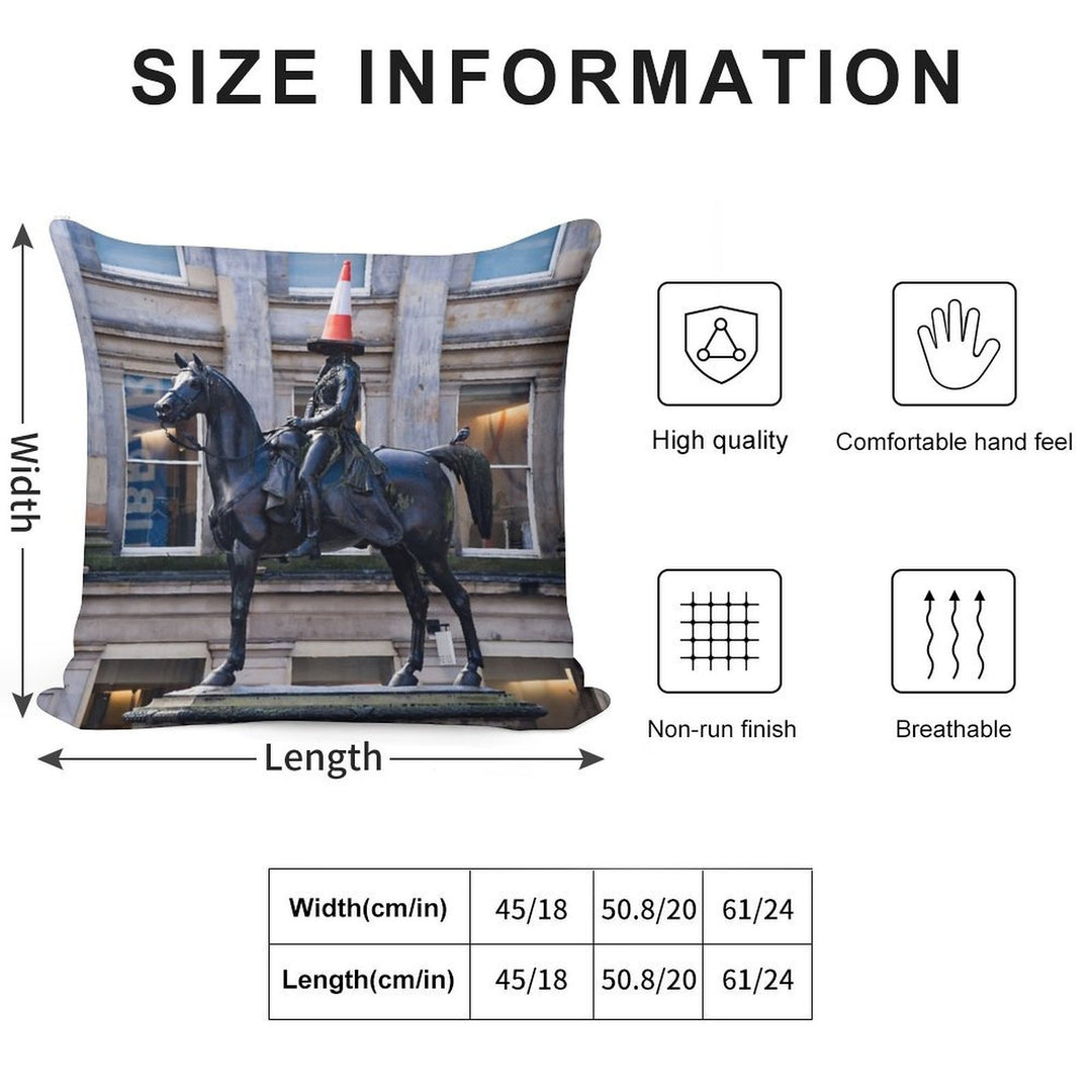 Duke of Wellington And Obligatory Cone in Glasgow Soft High-Density Material Throw Pillow
