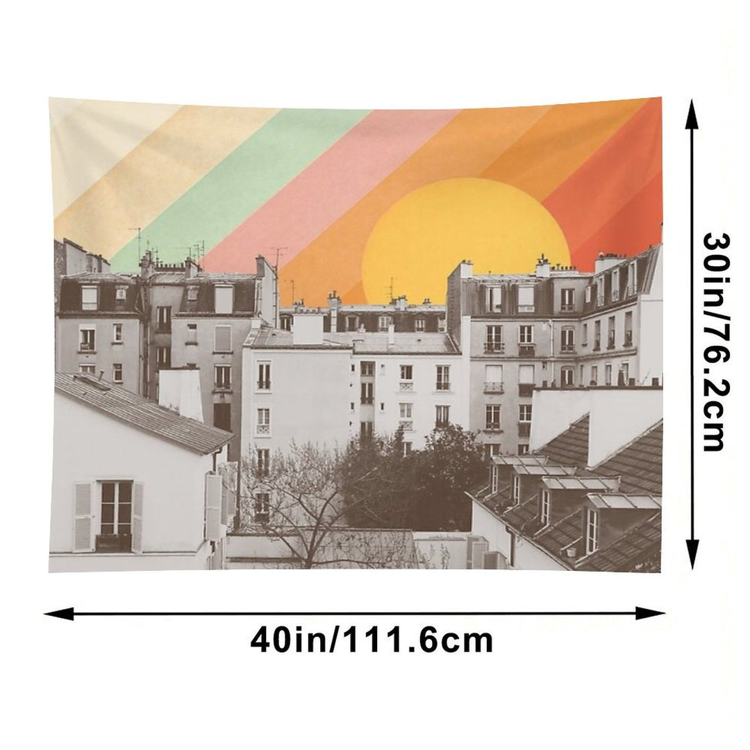 Rainbow Sky Above Paris Tapestry