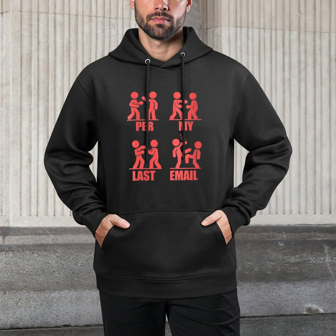 PER MY LAST EMAIL Funny Fighting Stick Figures Work Meme Shape Retention Hoodie