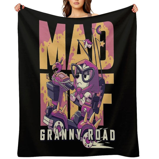 Mad Muf Granny Road  Muffin Heeler, Aussie Dog, Bingo, Bandit, Chilli Premium Throw Blanket