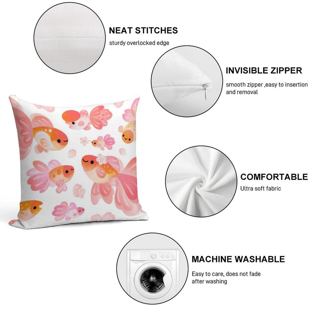 Cherry Blossom Goldfish 2 Soft Gift Ready Throw Pillow