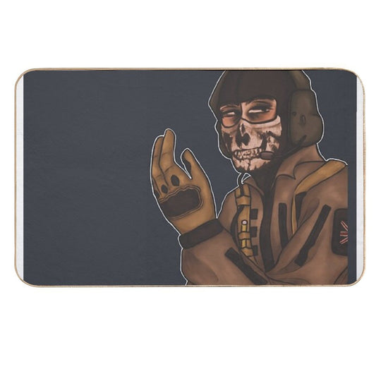 Military Inspired Ghost Background Lined Durable Bath Mat