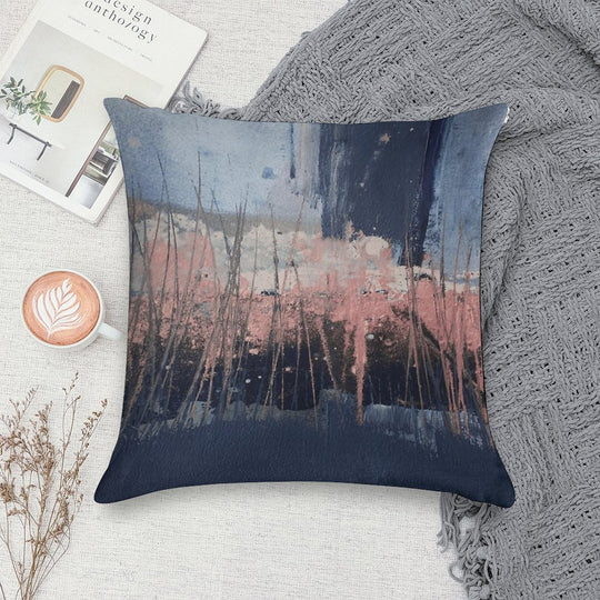 Pink Navy Abstract Soft Fade-Resistant Throw Pillow