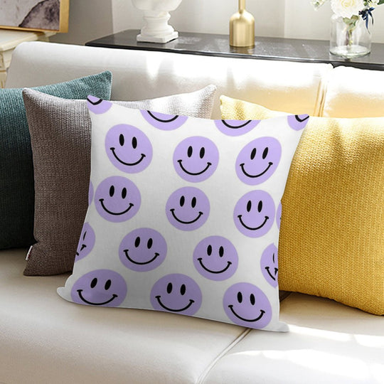 Purple Preppy Smile Print Soft Easy Maintenance Throw Pillow