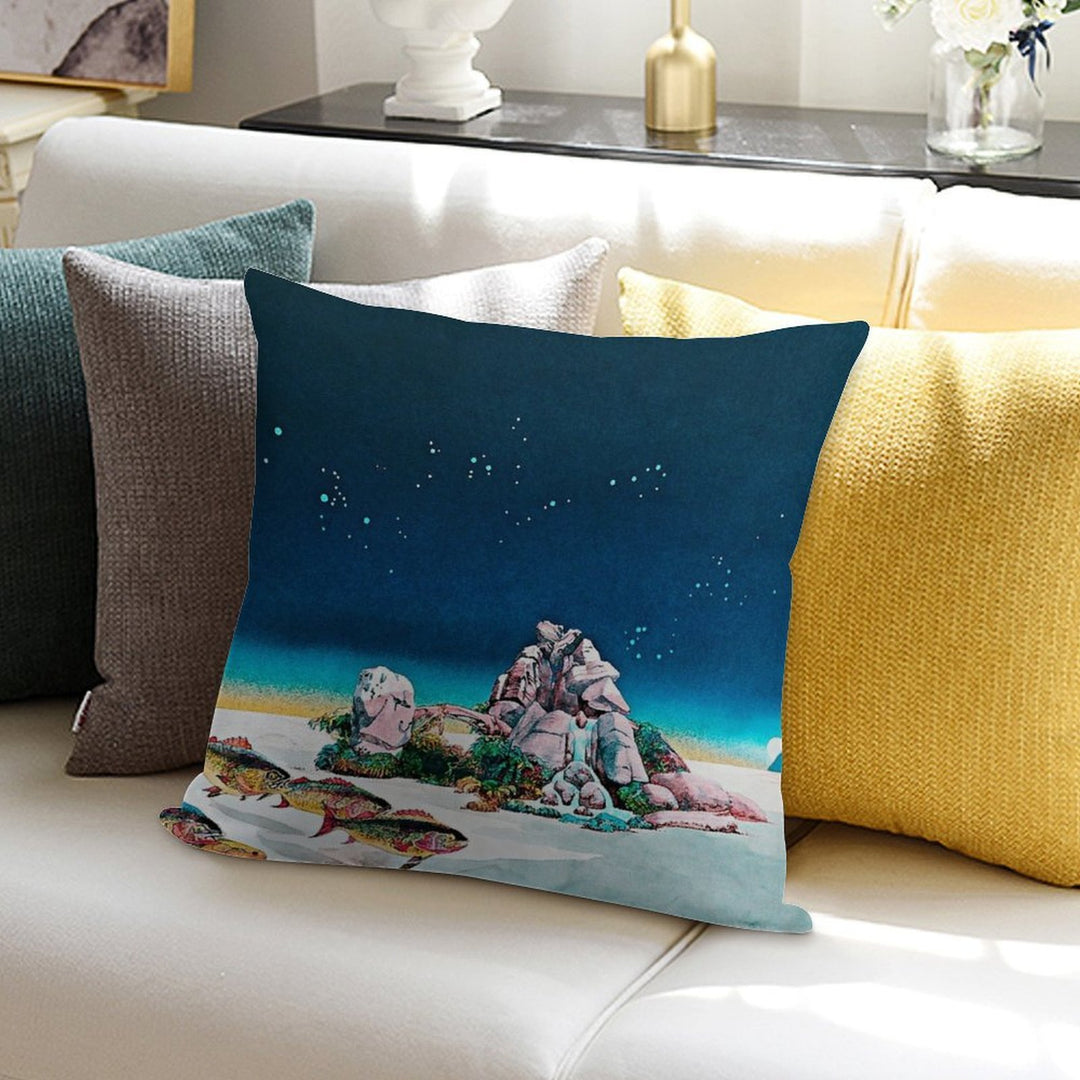 Tales From Topographic Oceans, Fantasy Print, Surreal Art, Fantasy Landscape Soft Luxury Feel Throw Pillow