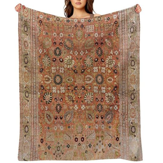 Antique Tabriz Persian Rug Print All-season Throw Blanket