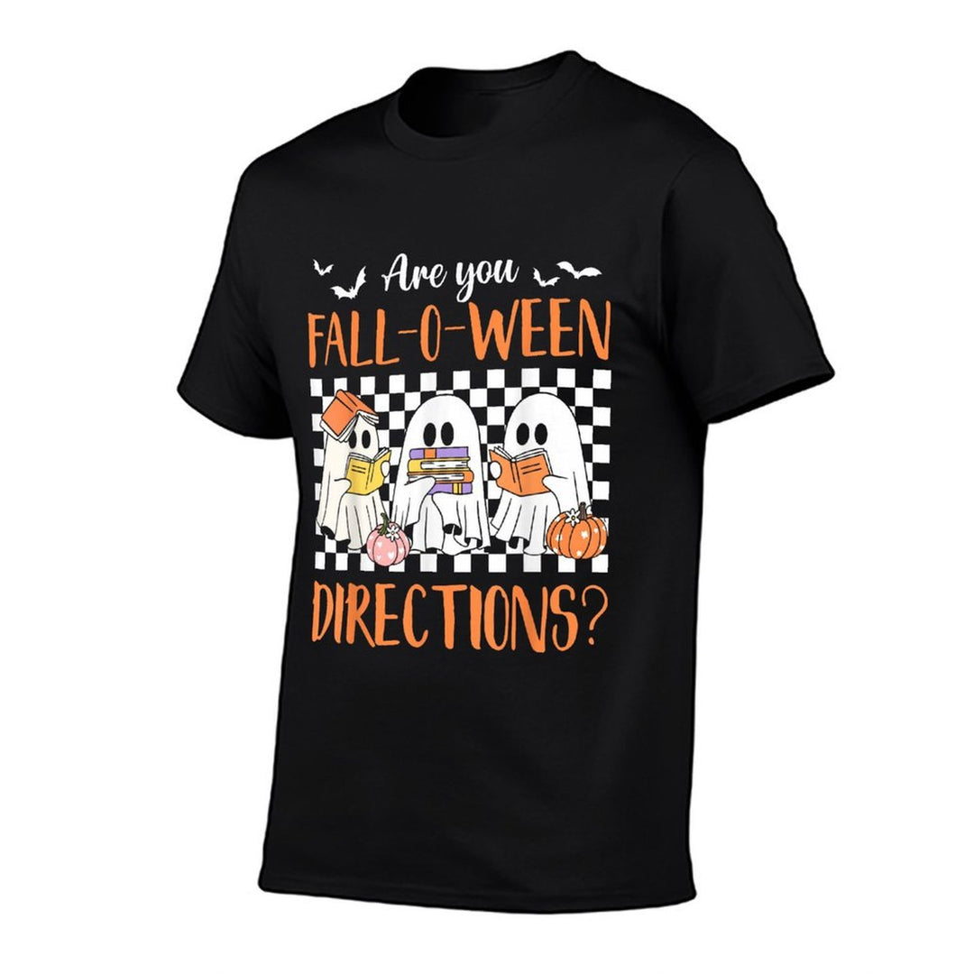 Retro Are You Fall O Ween Directions Teacher Halloween Ghost  Easy-care T-Shirt