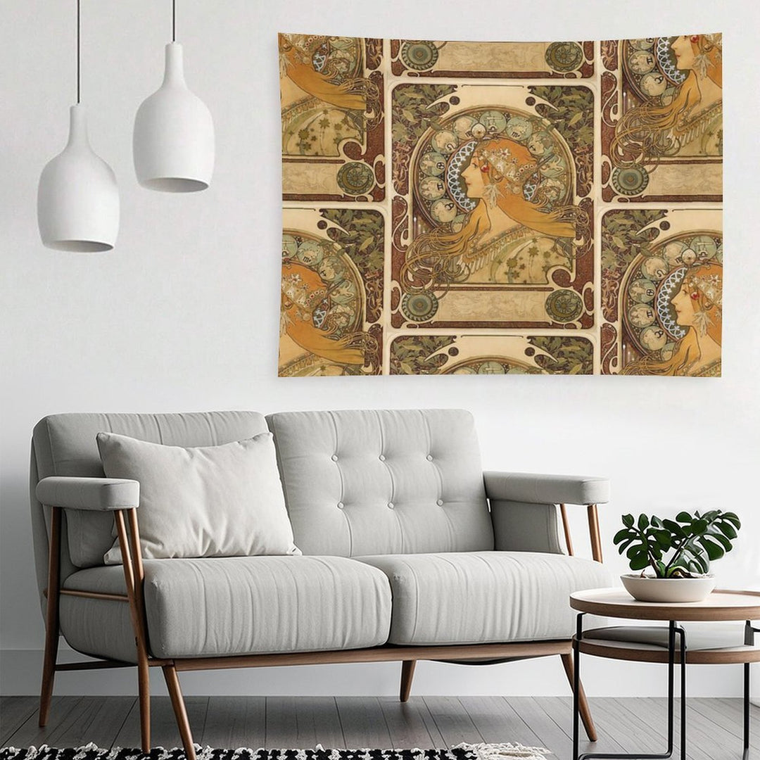 Zodiac Lady Art Nouveau Vintage Art - Alphonse Mucha Tapestry