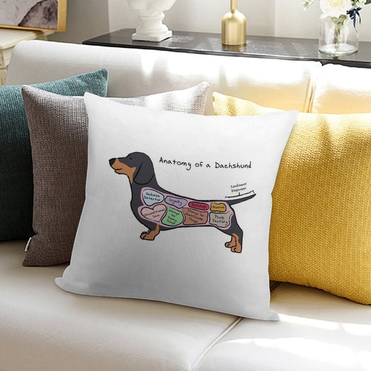 Anatomy of A Dachshund Soft Easy Maintenance Throw Pillow