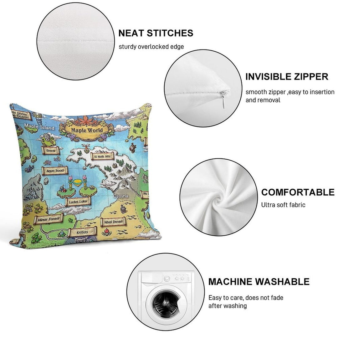 World Map (MapleStory) Soft Anti-Pilling Throw Pillow