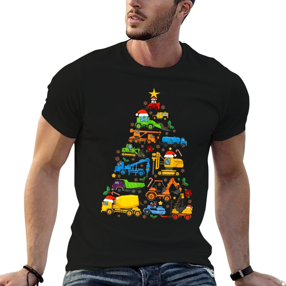 Construction Vehicles Truck Boys Toddler Christmas Tree  Eco-friendly Material T-Shirt