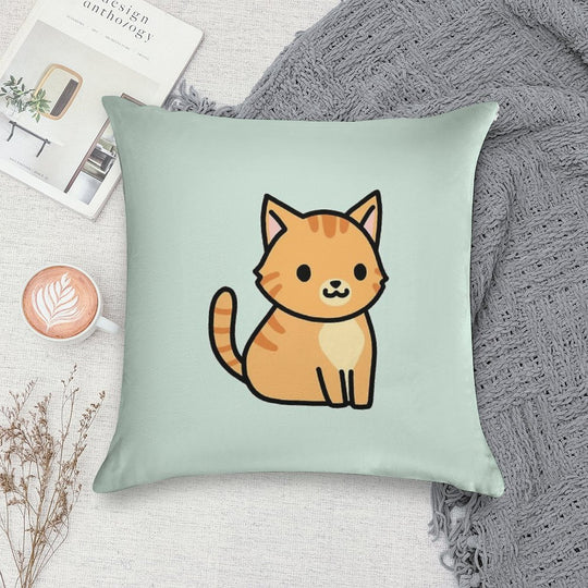 Orange Tabby Cat Soft Decorative Cover Throw Pillow