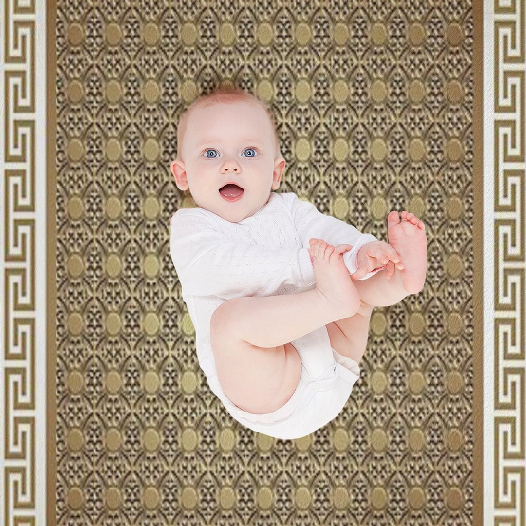 Greek Keys Cream Copper Pattern Machine-washable Throw Blanket