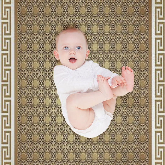 Greek Keys Cream Copper Pattern Machine-washable Throw Blanket