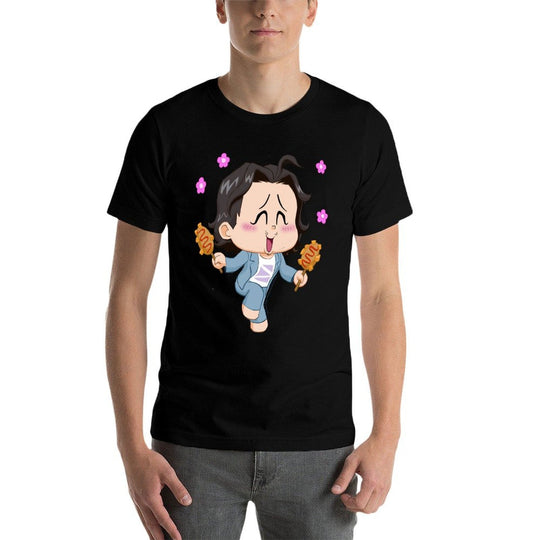 Kpop Demon Hunters Chibi Bobby Enjoying Corn Dogs  Relaxed-fit T-Shirt