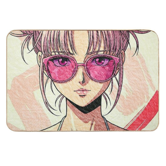 90s Anime Girl Design  Pet-Safe Bath Mat