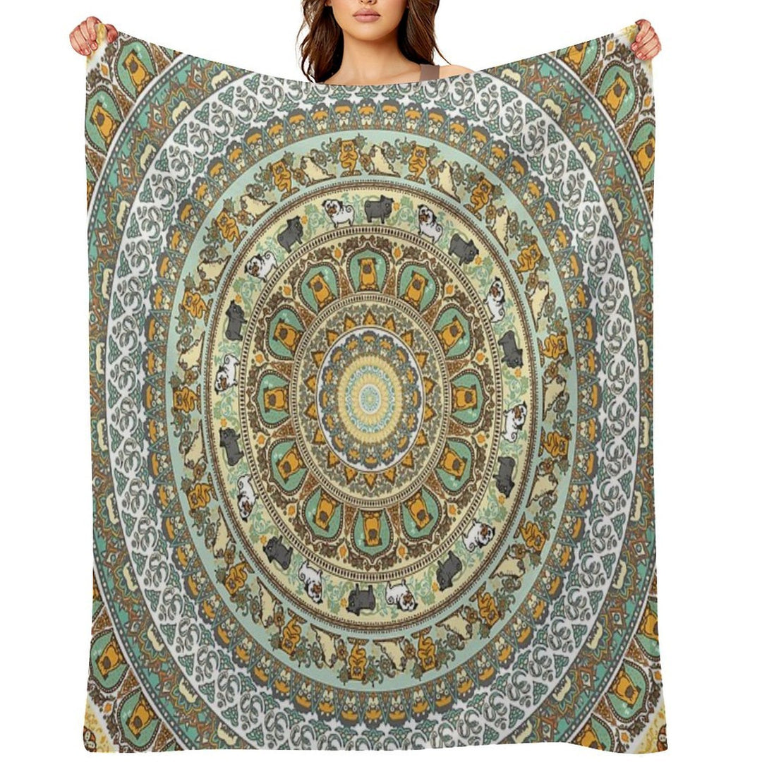 Pug Yoga Medallion Eco-conscious Throw Blanket