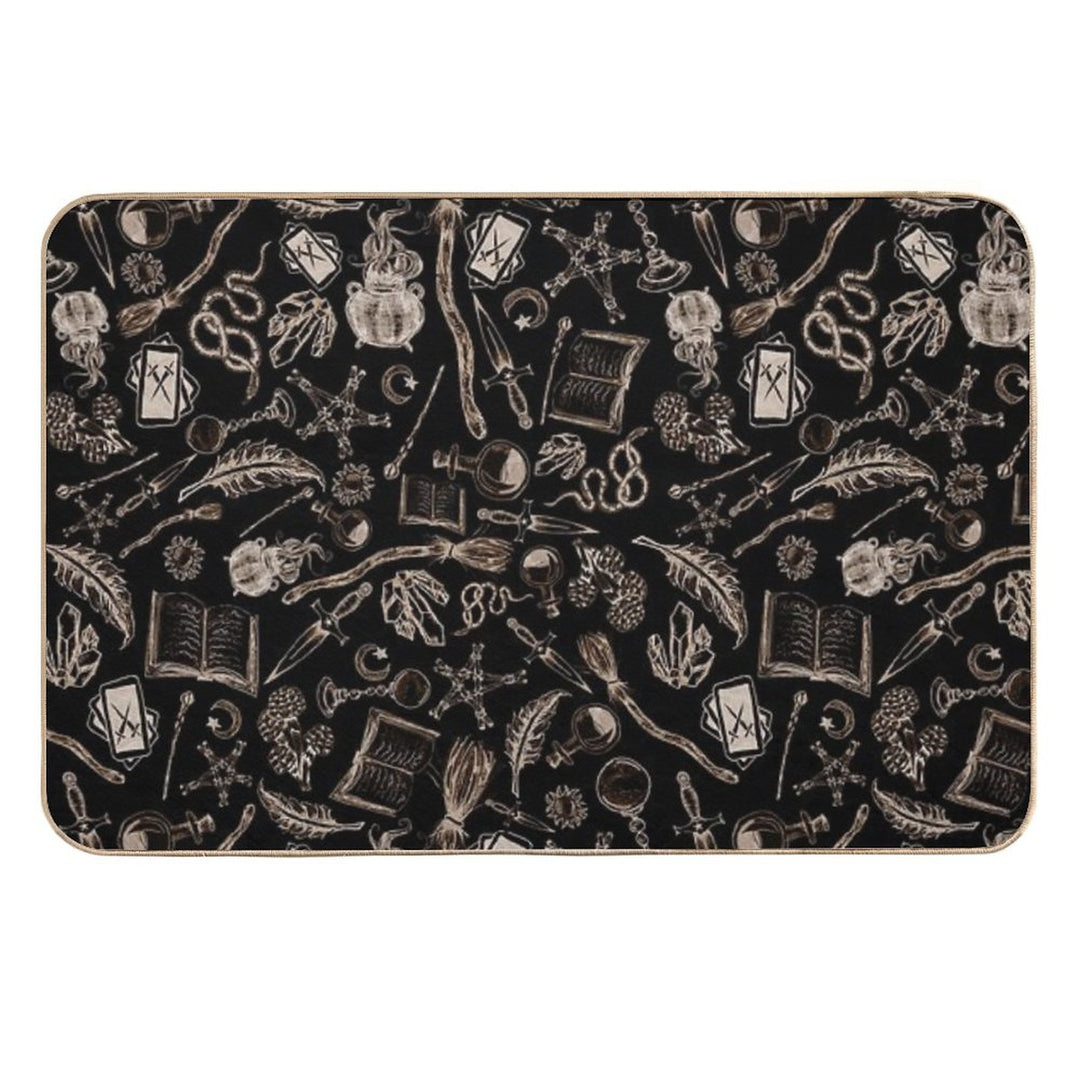 Modern Witches Altar in Black And Gold  Dirt-Trapping Bath Mat