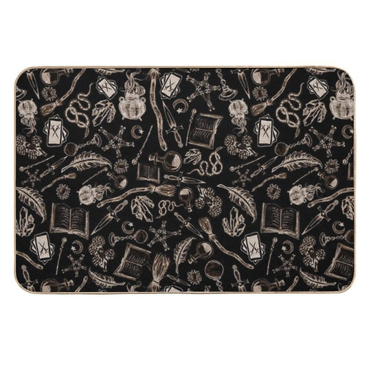 Modern Witches Altar in Black And Gold  Dirt-Trapping Bath Mat