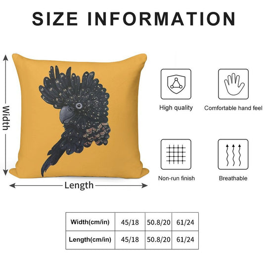 Red Tailed Black Cockatoo Soft Home Decor Throw Pillow