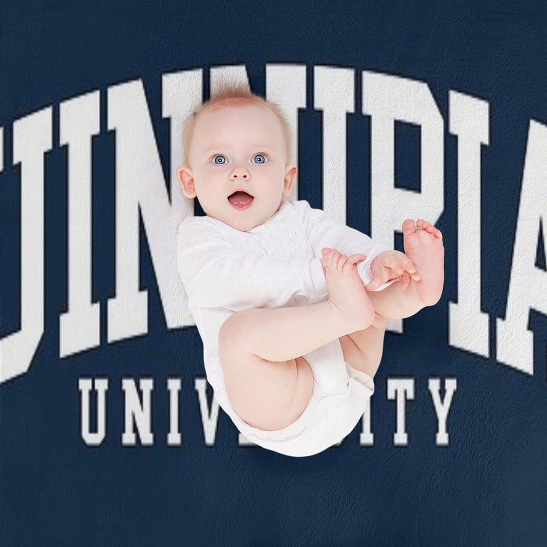 Quinnipac - College Font Curved Eco-conscious Throw Blanket