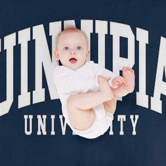 Quinnipac - College Font Curved Eco-conscious Throw Blanket