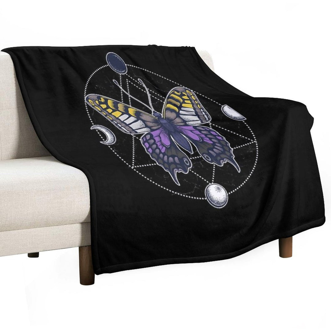 Nonbinary Butterfly Wrinkle-free Throw Blanket